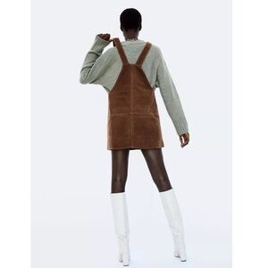 Zara Brown Corduroy Pinafore Dungaree Dress